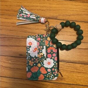 New Floral Card Holder Wallet with Tassel and Beaded Bracelet